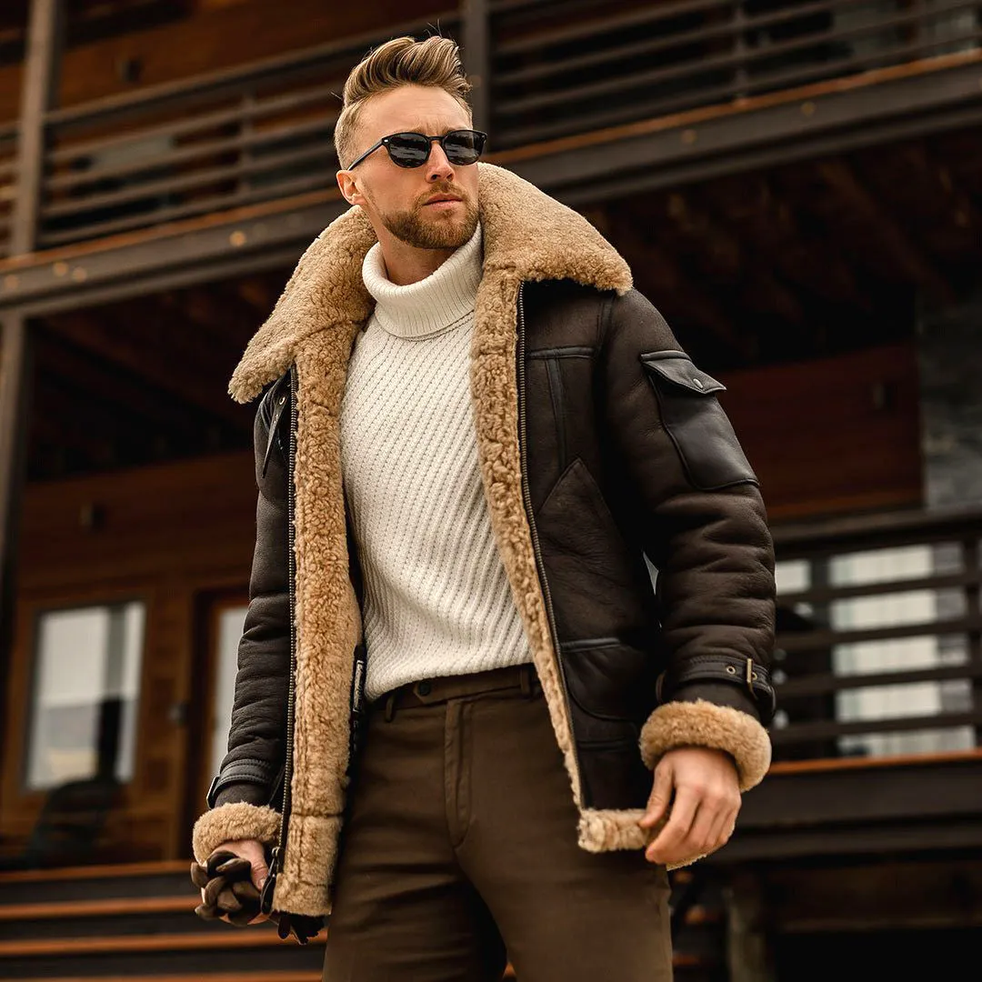 2021 Autumn and Winter New Leather and Fur Men's Jacket Amazon Mid-Length Foreign Trade Wholesale EBay Thickened Jacket