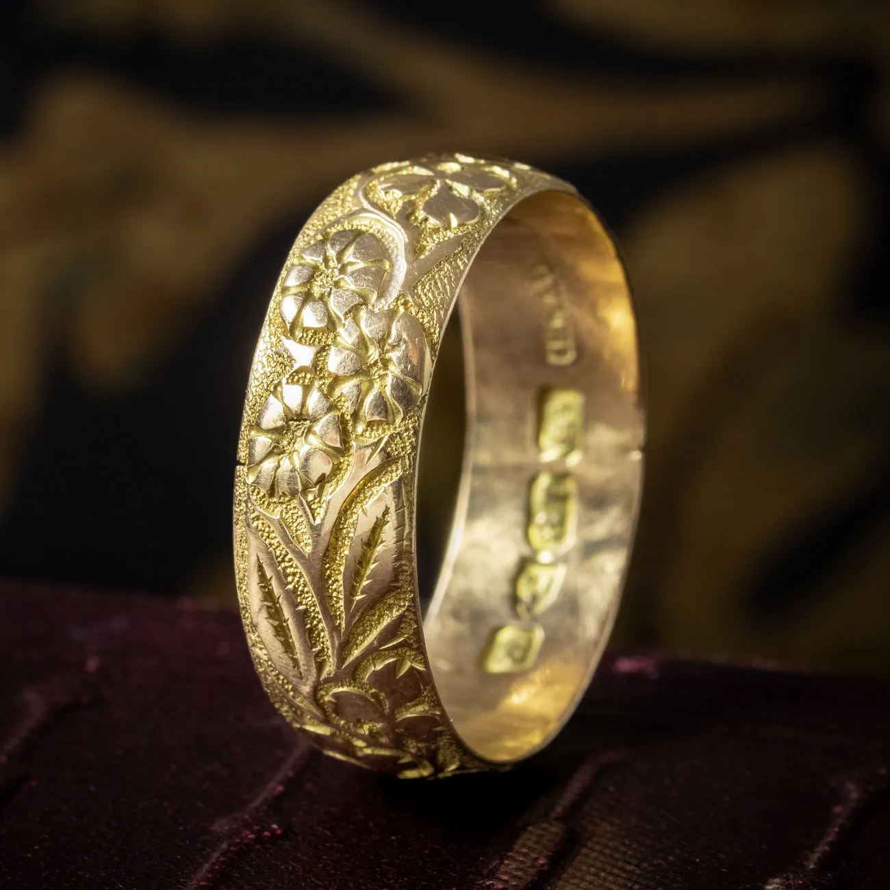 Antique Edwardian Floral Band Ring Dated 1902