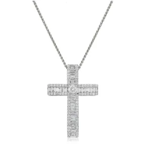 BAGUETTE CUT DIAMOND CROSS PENDANT