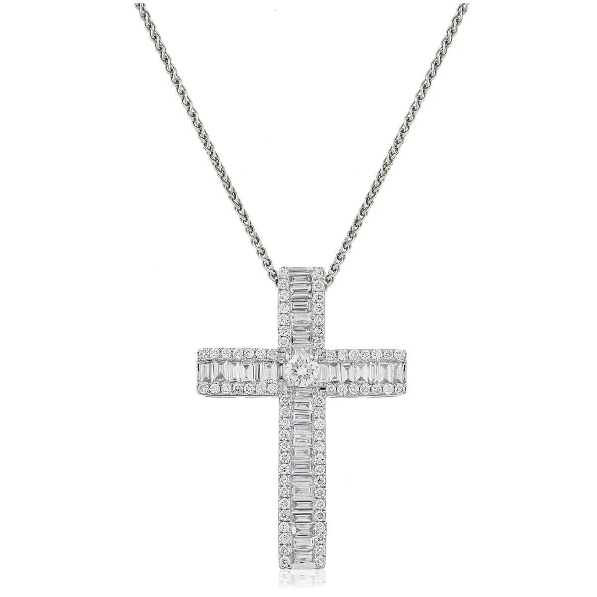 BAGUETTE CUT DIAMOND CROSS PENDANT