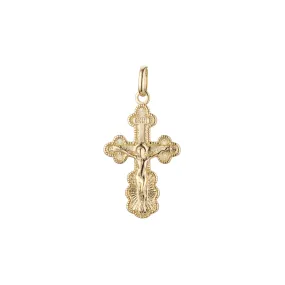 Catholic cross budded pendant in 14K Gold, Rose Gold two tone & White Gold plating colors