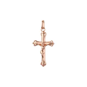 Catholic cross budded pendant in Rose Gold & 14K Gold plating colors