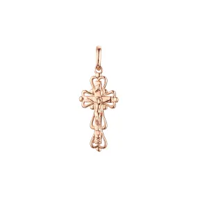 Catholic cross budded pendant in Rose Gold & 14K Gold plating colors