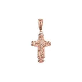 Catholic cross budded pendant in Rose Gold two tone, 14K Gold plating colors