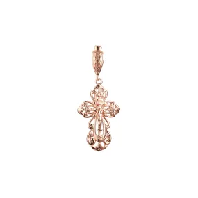 Catholic cross budded pendant in Rose Gold two tone, 14K Gold plating colors