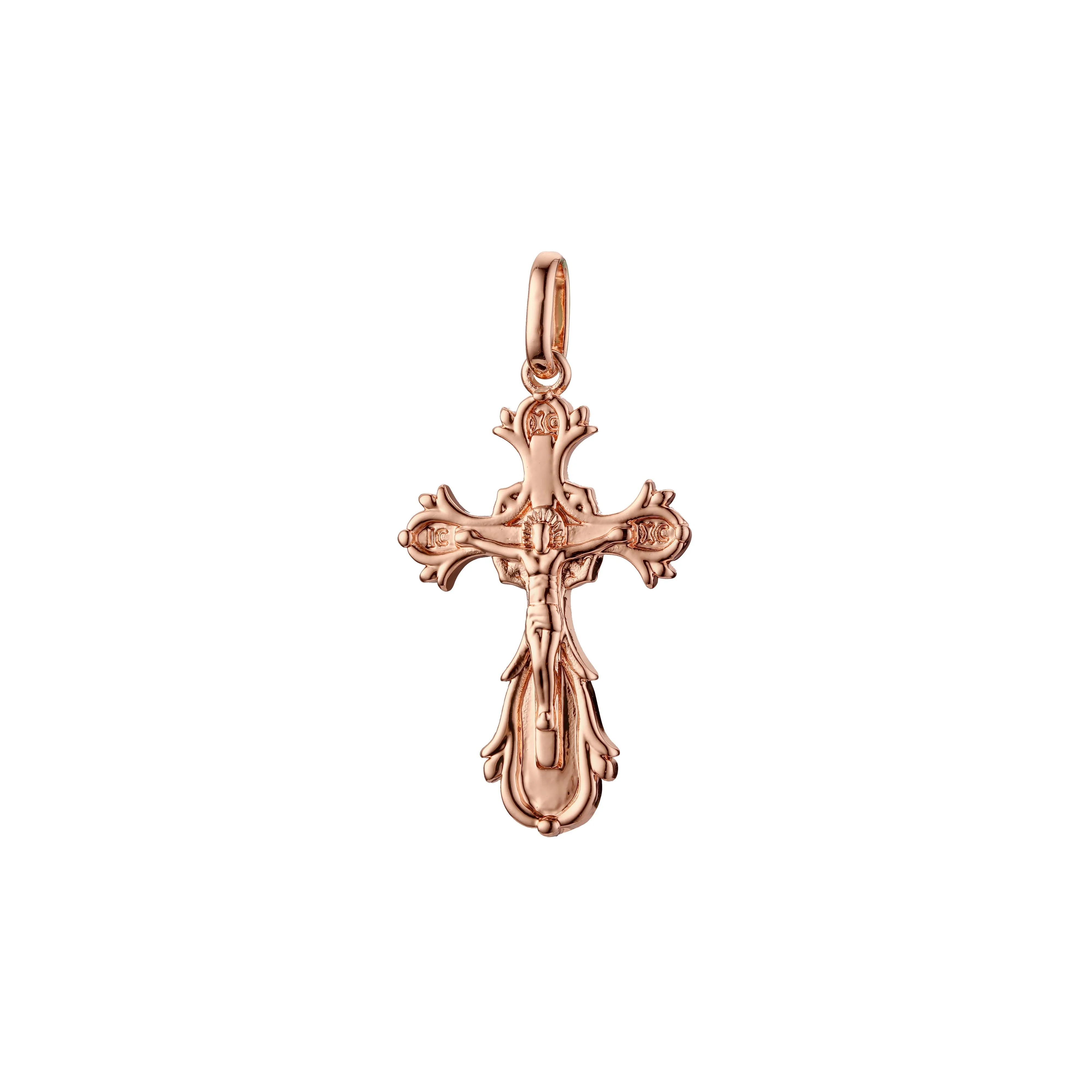 Catholic Maltese Cross pendant in Rose Gold two tone, 14K Gold plating colors