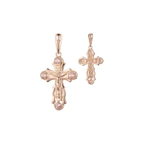 Catholic Maltese Cross pendant in Rose Gold two tone, 14K Gold plating colors