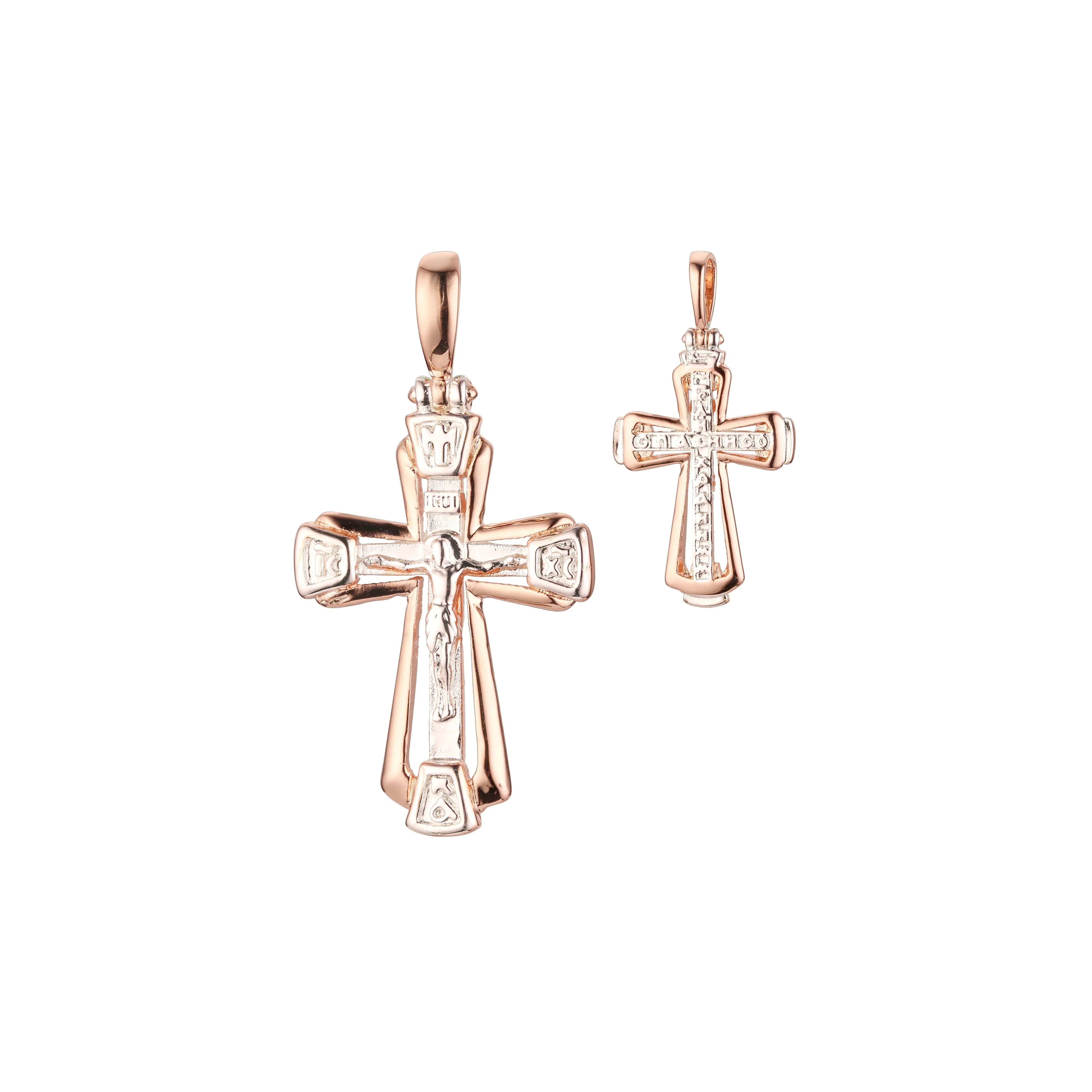 Catholic maltese cross pendant in Rose Gold two tone, 14K Gold plating colors