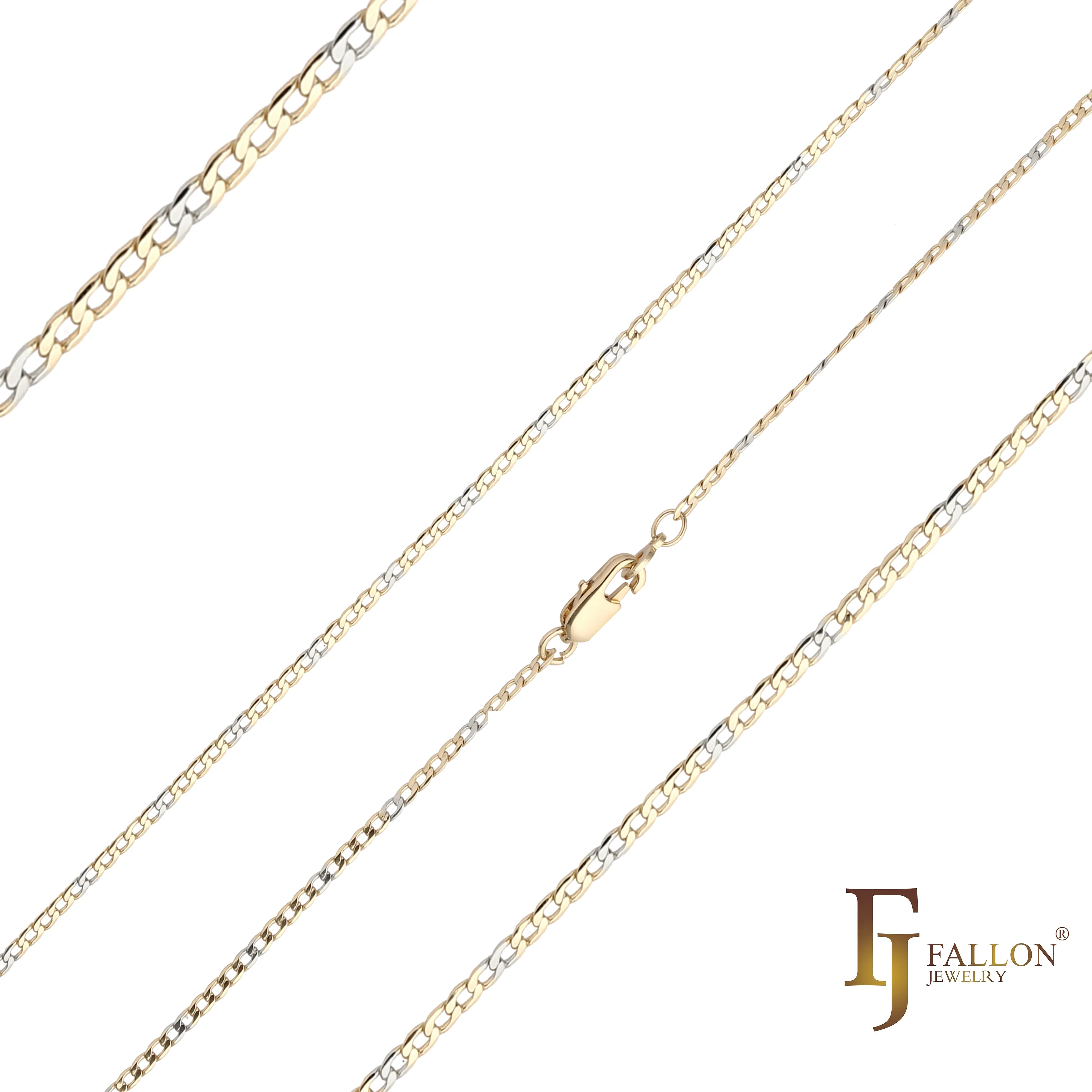 Classic Curb link chains plated in 14K Gold two tone