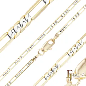 Classic Figaro link 14K Gold two tone Chains [Thin 2mm-5mm]