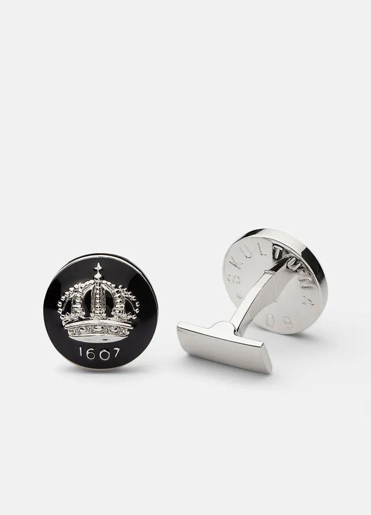 Cufflinks | Skultuna Crown | Silver Plated | Baroque Black