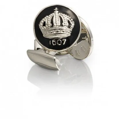 Cufflinks | Skultuna Crown | Silver Plated | Baroque Black