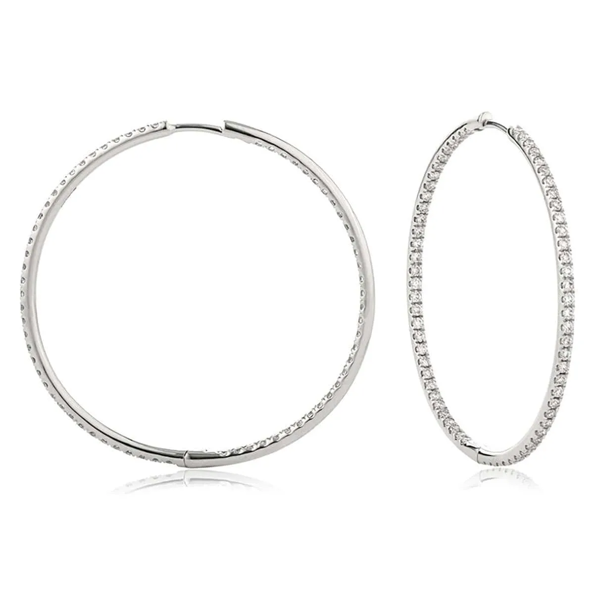 DIAMOND HOOP EARRINGS IN 18K WHITE GOLD