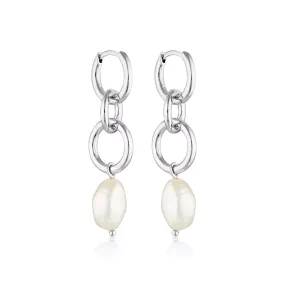 Linda Tahija Kindred Link Baroque Pearl Earrings, Gold or Silver