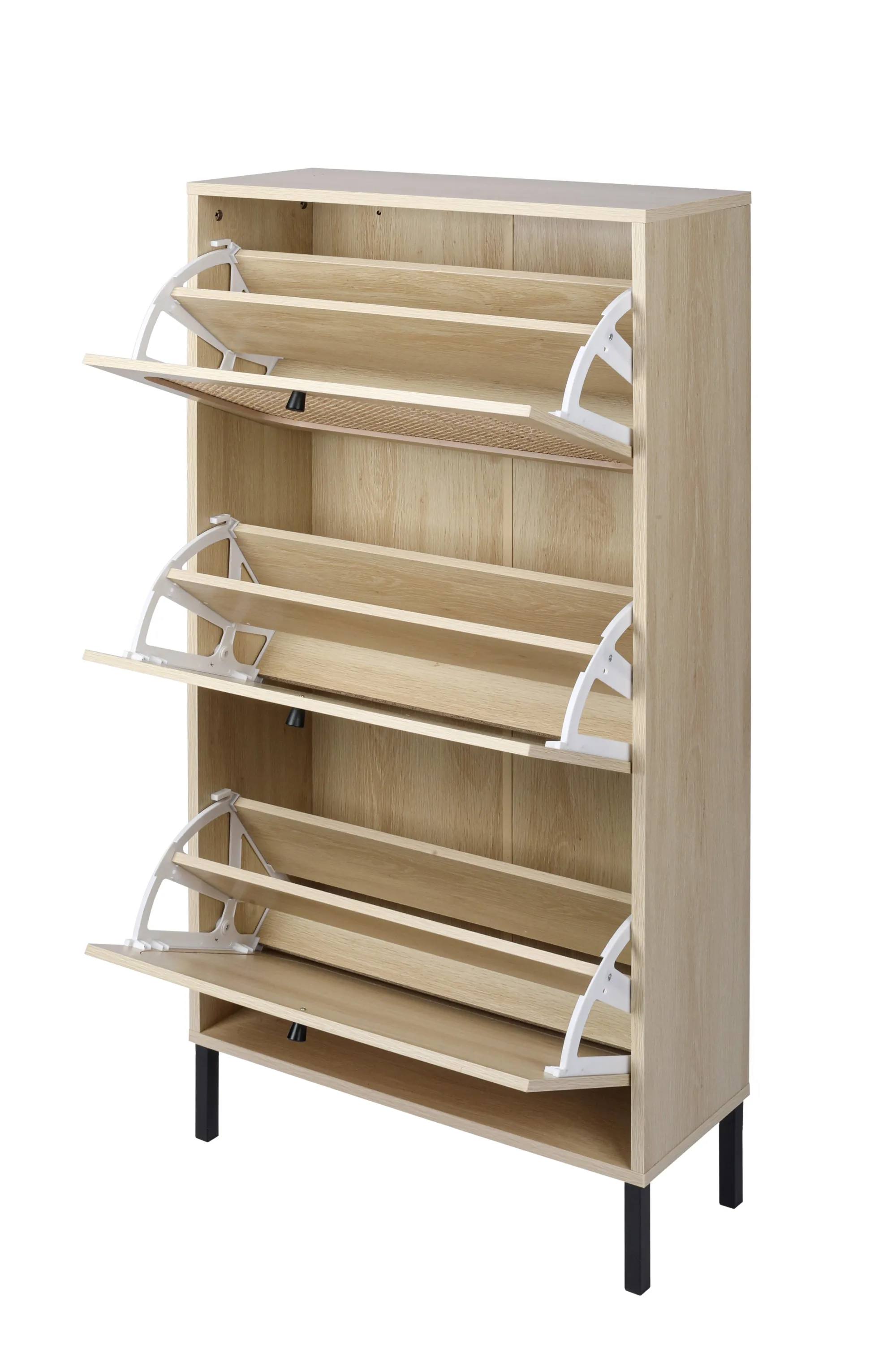 Mac Rattan 3 Door Shoe Rack - White Walnut