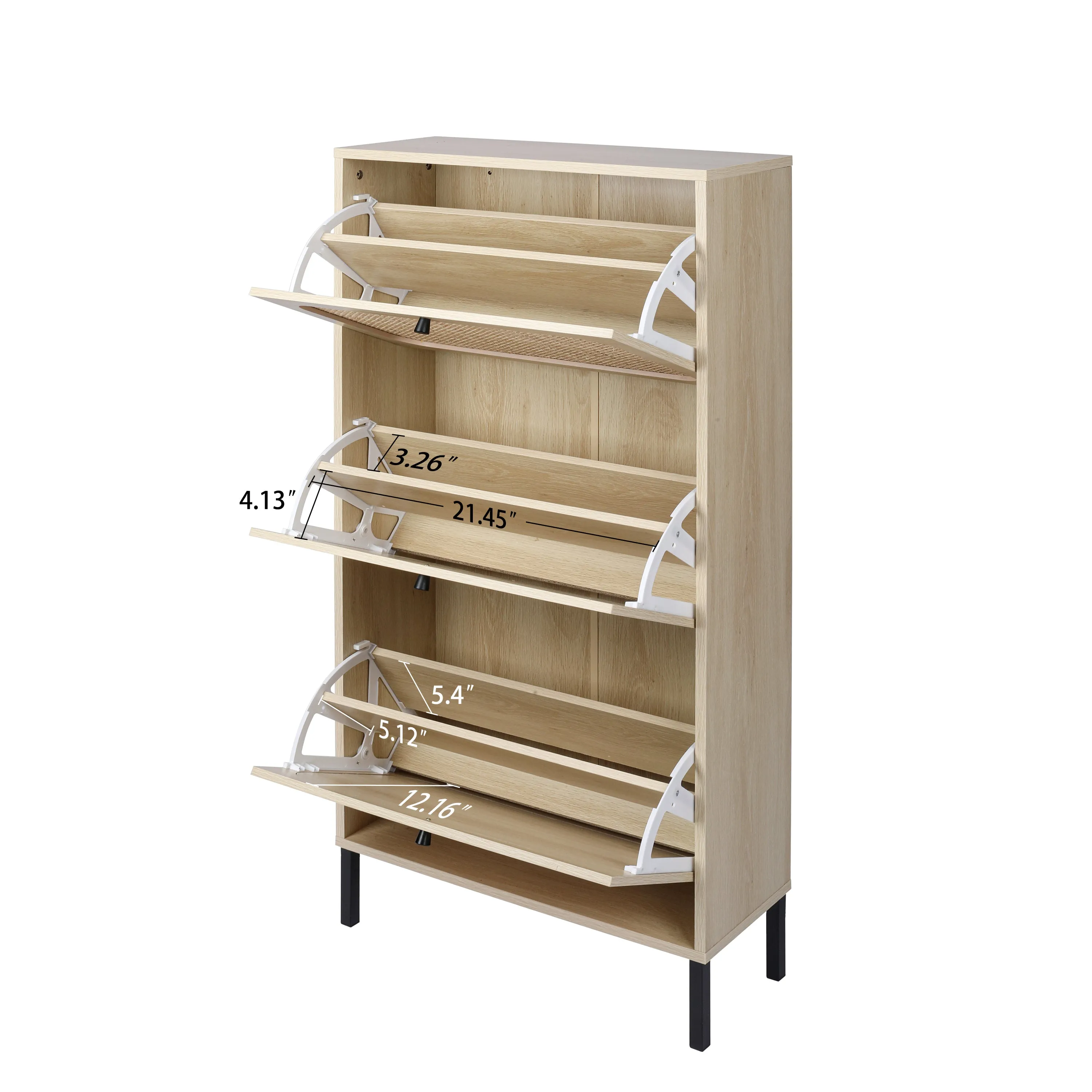 Mac Rattan 3 Door Shoe Rack - White Walnut