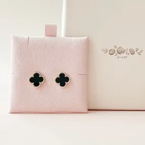 Rose Gold Black Vanya Clover Earrings