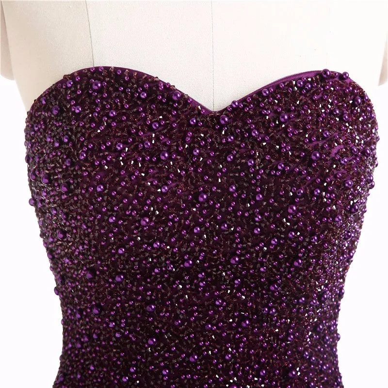 Solvbao Gorgeous Purple Beaded Tulle Ball Gown Sweet 16 Dress, Purple Quinceanera Dress