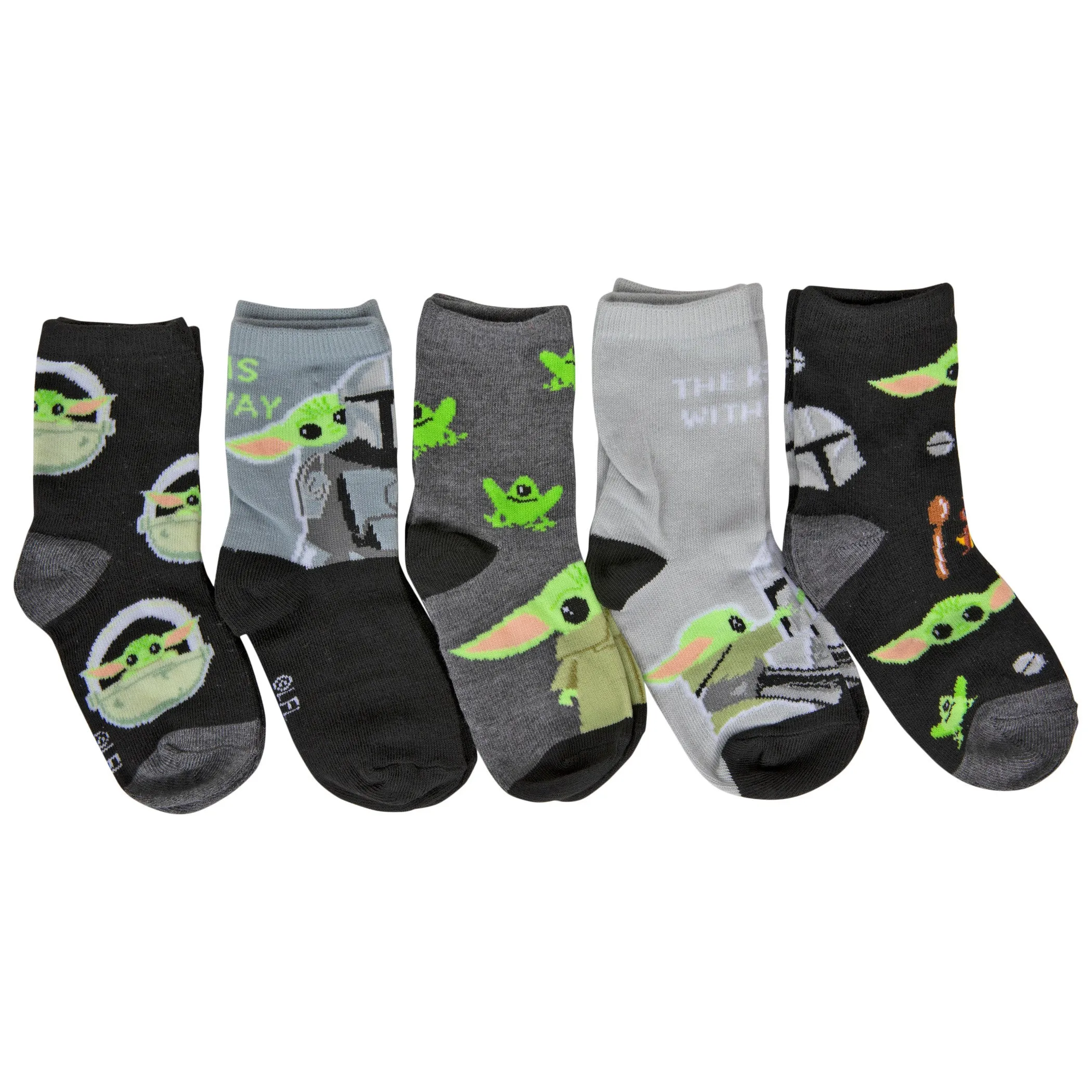 Star Wars The Mandalorian Grogu Boy's Variety Crew Socks 5-Pack