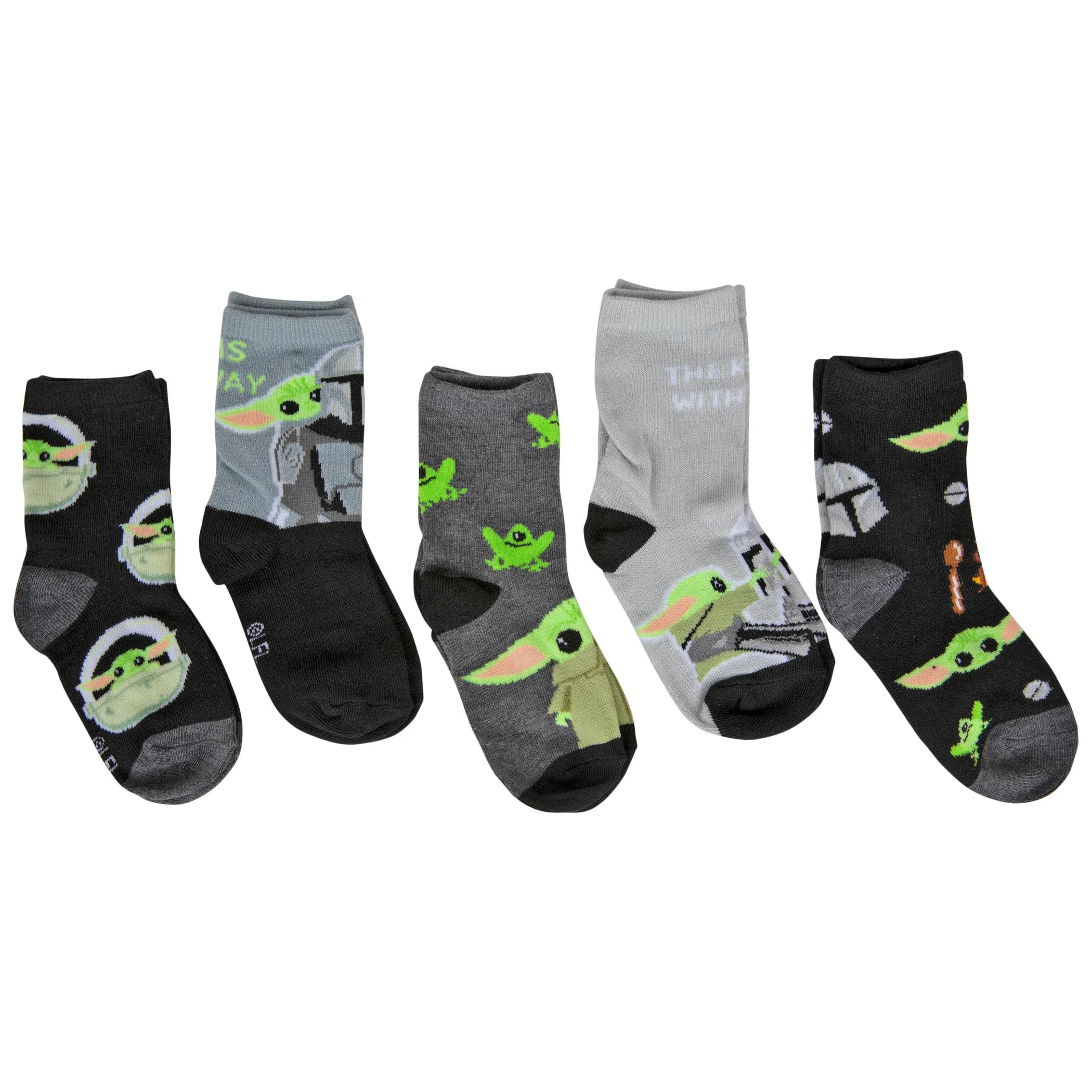 Star Wars The Mandalorian Grogu Boy's Variety Crew Socks 5-Pack