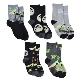 Star Wars The Mandalorian Grogu Boy's Variety Crew Socks 5-Pack